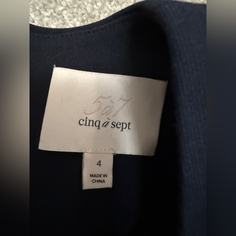 Cinq a Sept Elegant Navy Dress with Ruffle Detailing | size 4 | EUC - Picture 6 of 12